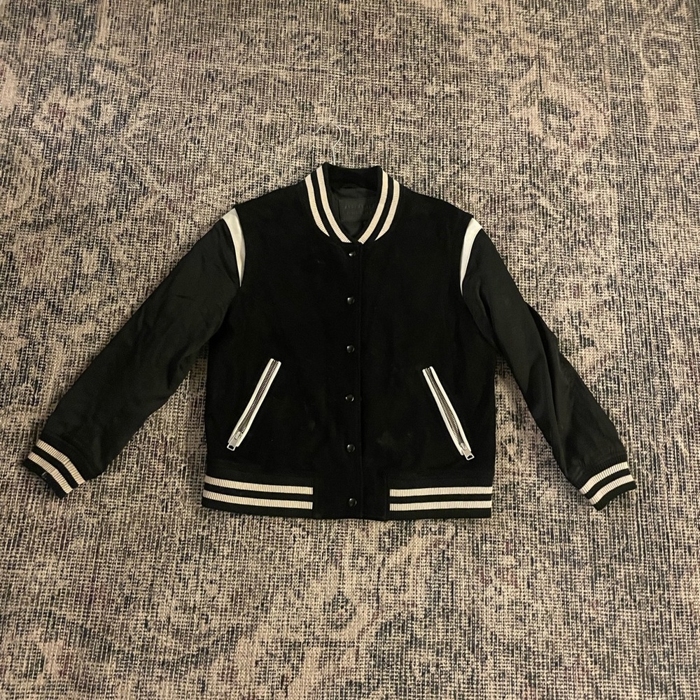 ALLSAINTS US 8 Varsity Style Suede Leather Jacket